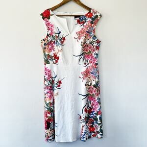 Adrianna Papell Floral Multicolor Sleeveless Dress Size 12 EUC